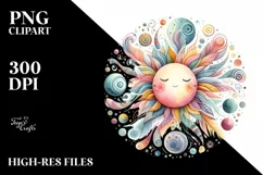 Colorful Pastel Sun Watercolor Clipart Product Image 1