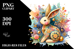 Colorful Wooden Bunny, PNG Product Image 2