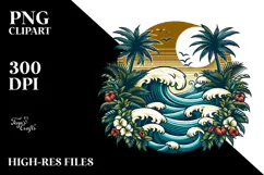 Retro Tropical Beach Waves, 20 oz Tumbler Product Image 2