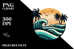 Retro Tropical Beach Waves, 20 oz Tumbler Product Image 2