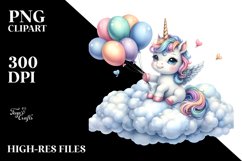 Baby Unicorn Baloons Clipart Product Image 3
