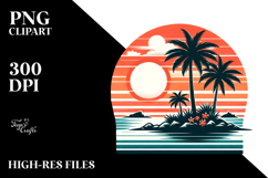 Retro Tropical Island Sunset Clipart Product Image 2