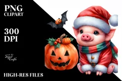 Cute Baby Pig Dressed for Christmas | Clipart Product Image 3