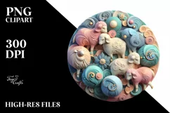 Colorful Pastel 3D Lamb Ornament PNG Product Image 2