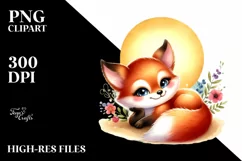 Colorful Baby Fox in Sun | Sublimation | Clipart Product Image 3