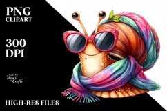 Vibrant Snail Portrait with Scarf | Watercolor Clipart Product Image 3