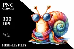 Vibrant Snail Portrait with Scarf | Watercolor Clipart Product Image 3