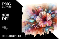 Abstract Hibiscus Splash PNG Product Image 2