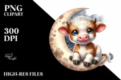 Moon Baby Highland Cow Clipart Product Image 1