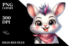 Cute Baby Rabbit with Punk Look PNG Product Image 2