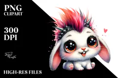 Cute Baby Rabbit with Punk Look PNG Product Image 2
