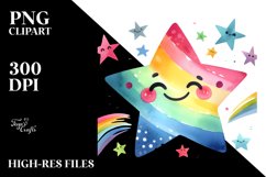 Colorful Smiling Star PNG Product Image 2