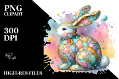Colorful Bunny with Golden Insertions on Splashy Background, Product Image 2