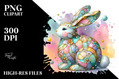 Colorful Bunny with Golden Insertions on Splashy Background, Product Image 2