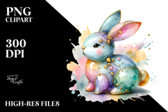 Colorful Bunny with Golden Insertions on Splashy Background, Product Image 2