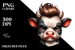 Funny Baby Cow with Cool Hair, High Quality PNG Product Image 2