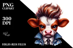 Baby Cow with Cool Hair, PNG Product Image 2