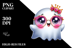 Cute Ghost with Glam Accessories PNG Product Image 2