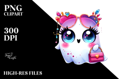 Cute Ghost with Glam Accessories PNG Product Image 2