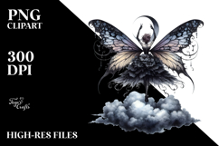 Gothic Fairy on Cloud Watercolor PNG Product Image 2