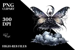 Gothic Fairy on Cloud Watercolor PNG Product Image 2