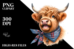 Watercolor Highland Cow Portrait Bandana Tie Product Image 2