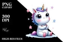 Expressive Funny Baby Unicorn PNG Product Image 3