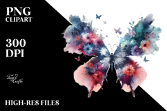 Colorful Flower with Butterfly Silhouettes, PNG Product Image 2