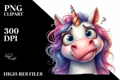 Funny Expressive Unicorn Portrait PNG Product Image 3