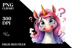 Funny Expressive Unicorn Portrait PNG Product Image 1