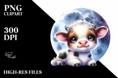 Moon Baby Highland Cow Clipart Product Image 3