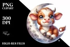Moon Baby Highland Cow Clipart Product Image 3