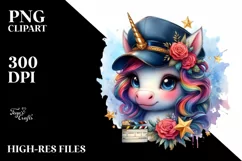 Colorful Director's Cap Unicorn PNG Product Image 3