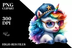 Colorful Director's Cap Unicorn PNG Product Image 3