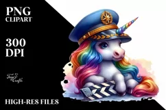 Colorful Director's Cap Unicorn PNG Product Image 3