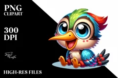 Colorful Crazy Baby Woodpecker | Clipart Product Image 3