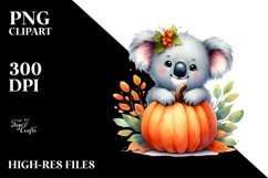 Baby Koala Pumpkin Sublimation Clipart Product Image 1