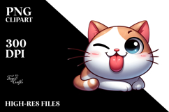Playful Cat with Tongue-Out Face PNG Product Image 2