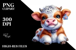 Vibrant Smiling Baby Cow Watercolor Product Image 3
