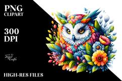 Vibrant Owl made of Flowers PNG Product Image 2