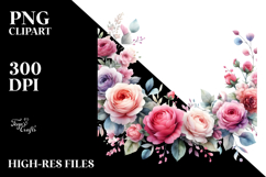Pink Roses Horizontal Frame Clipart Product Image 2
