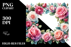 Pink Roses Horizontal Frame Clipart Product Image 2