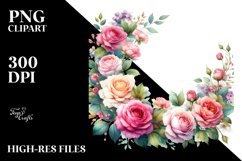 Pink Roses Horizontal Frame Clipart Product Image 2
