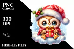 Baby Owl with Santa Hat PNG Product Image 1