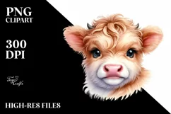 Vibrant Smiling Baby Cow Watercolor Product Image 3