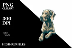 Weimaraner Sitting in Sand at Sunset | Clipart Product Image 1