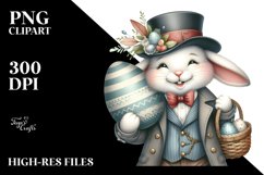 Dressed Bunny with Big Egg PNG Product Image 2