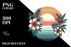 Retro Tropical Flower Sunset PNG Product Image 2