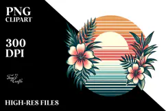 Retro Tropical Flower Sunset PNG Product Image 2