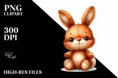 Cute Baby Old Plush Bunny Smiling | Clipart Product Image 1